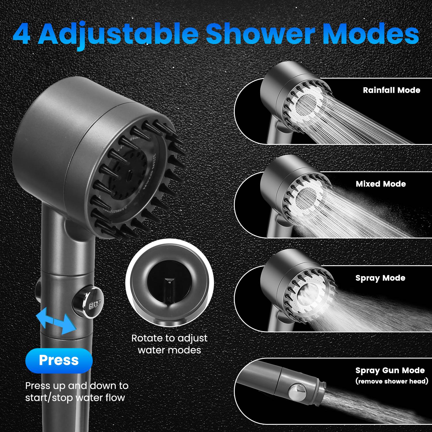 1Pc Portable Shower For Camping Include IPX7 Waterproof 6000mAh