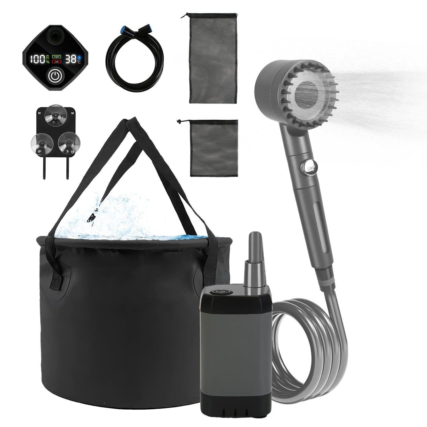 1Pc Portable Shower For Camping Include IPX7 Waterproof 6000mAh