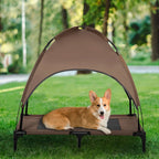 PawHut Elevated Portable Dog Cot Pet Bed With UV Protection Canopy