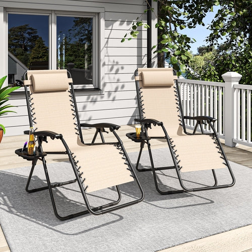 Zero Gravity Folding Recliner Chair with Headrest, Removable Tray and