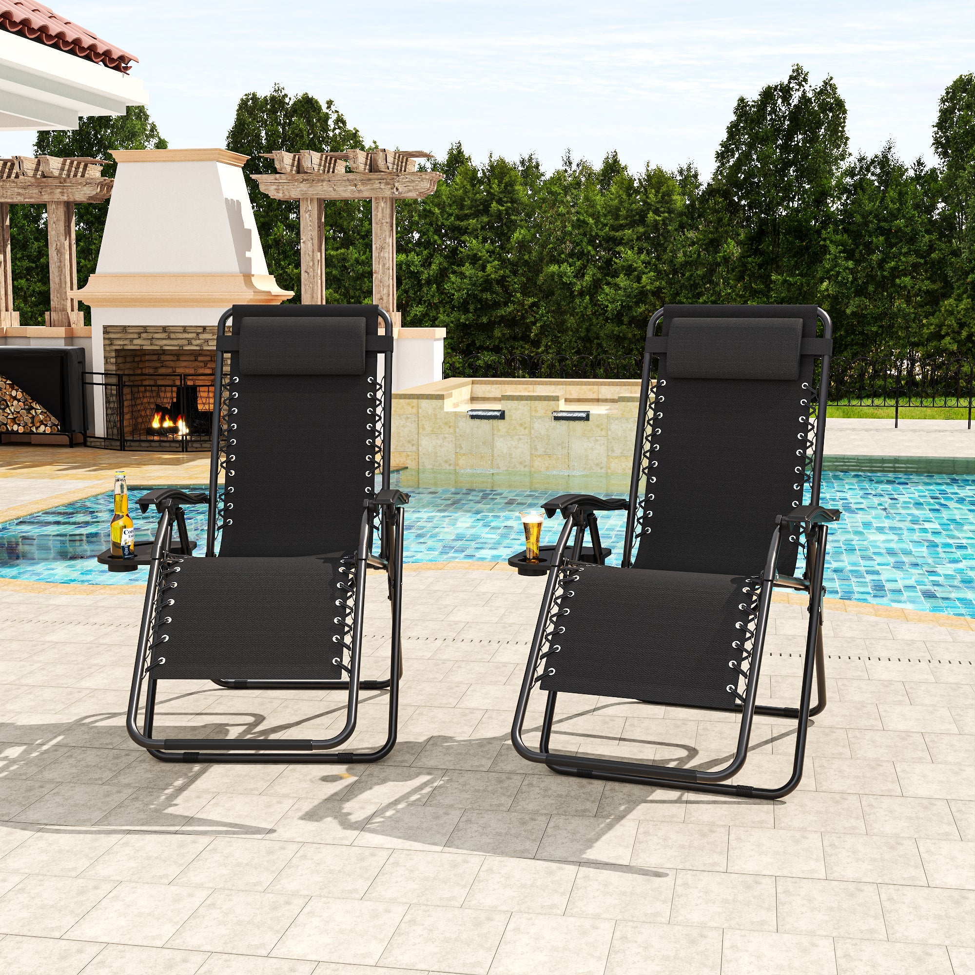 Zero Gravity Folding Recliner Chair with Headrest, Removable Tray and