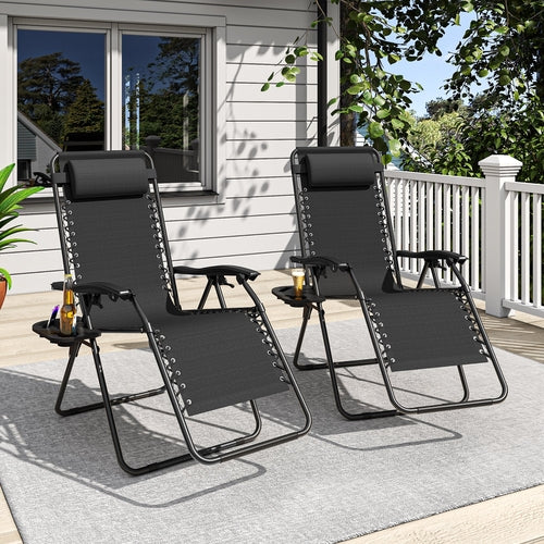 Zero Gravity Folding Recliner Chair with Headrest, Removable Tray and