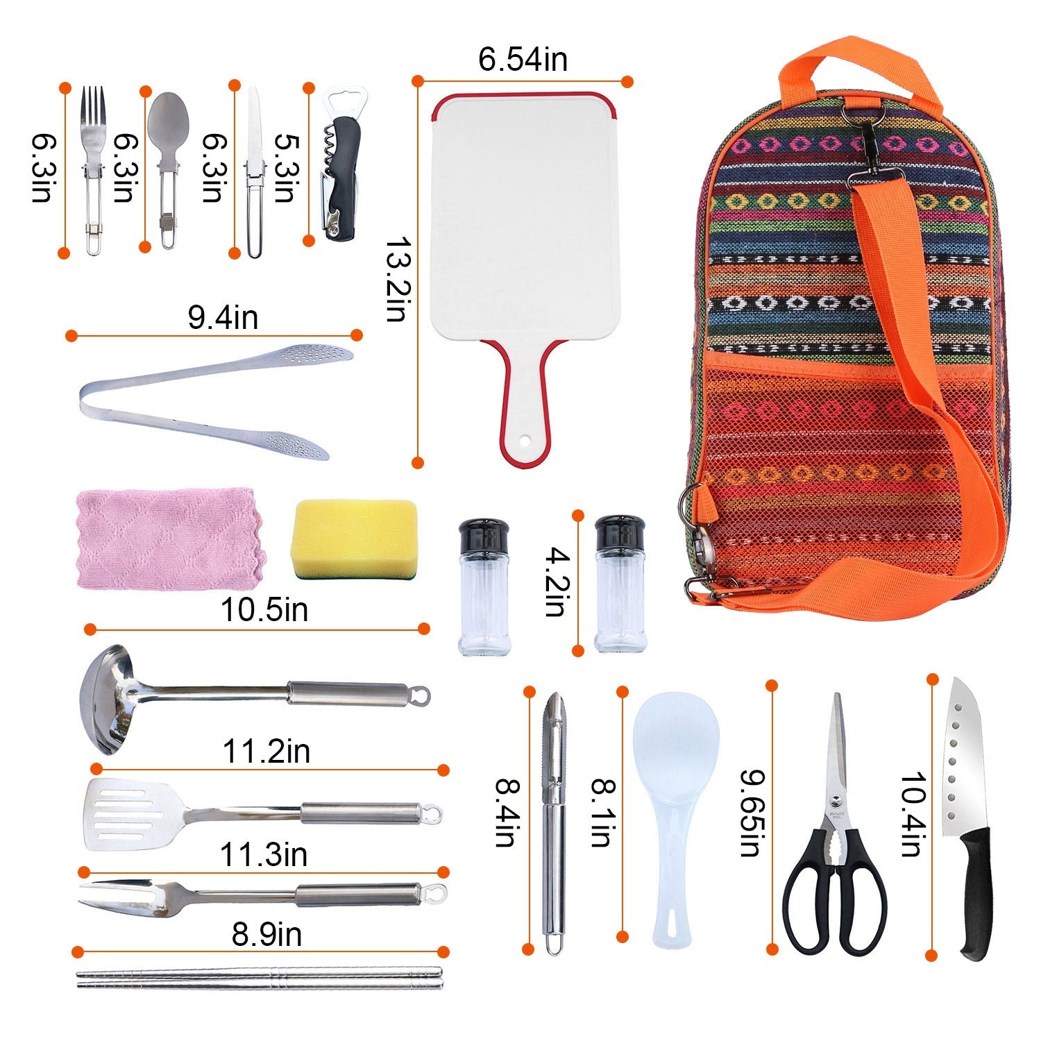 19Pcs Camping Cooking Utensil Kit Portable Picnic Cookware Outdoor