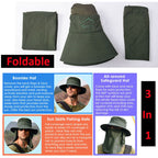 Wide Brim Sun Hat UV Protection Bucket Cap For Hiking Camping Fishing