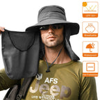 Wide Brim Sun Hat UV Protection Bucket Cap For Hiking Camping Fishing