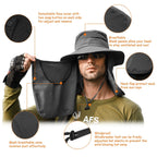 Wide Brim Sun Hat UV Protection Bucket Cap For Hiking Camping Fishing