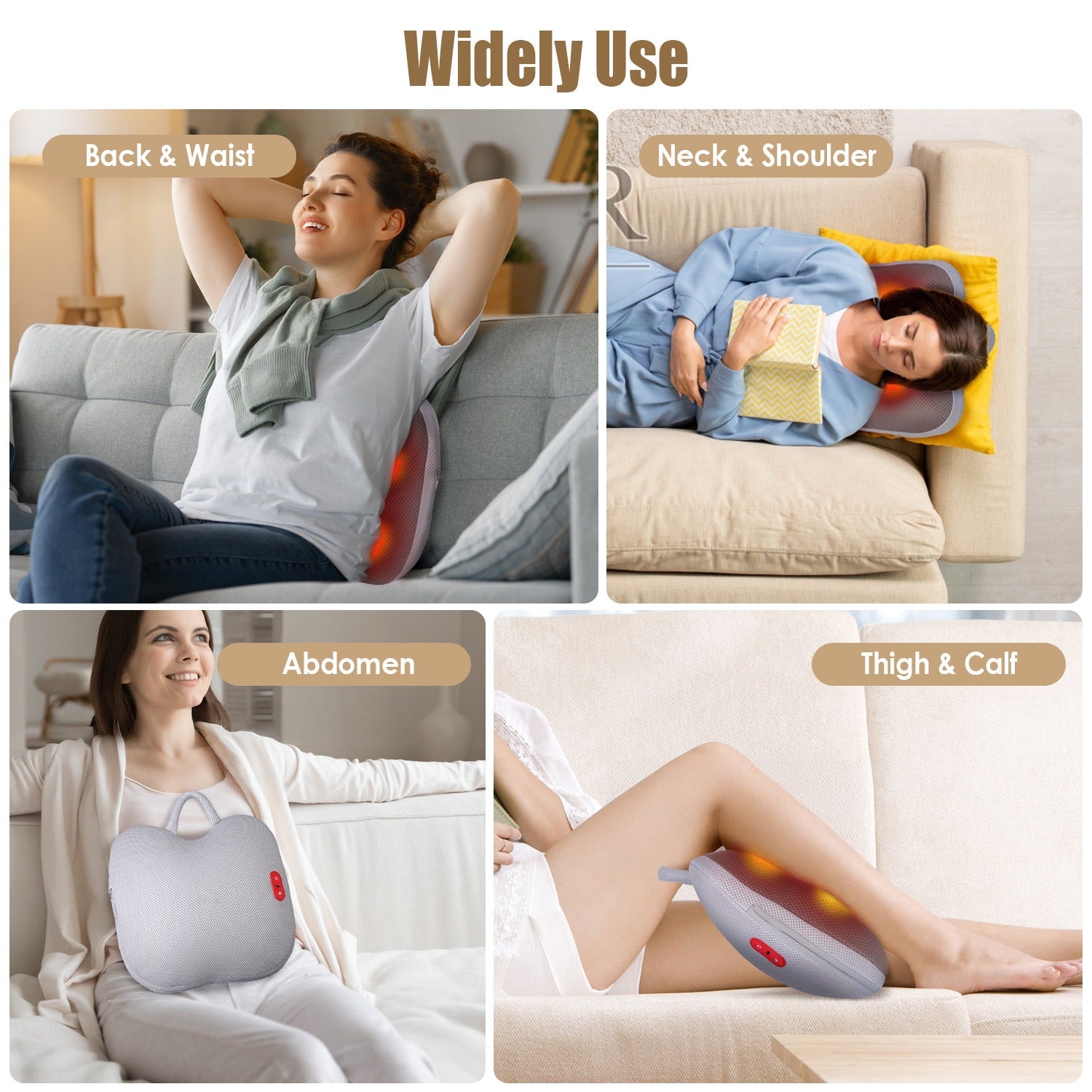 1Pc Shiatsu Back And Waist Massager With Heat Cordless Rechargeable