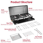 3 Burner Camping Stove 20000 BTU Portable Foldable Propane Stove With
