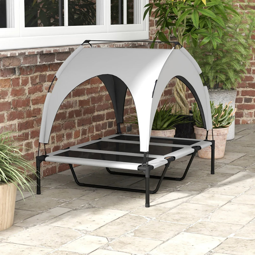 Elevated Dog Bed With Canopy, Raised Outdoor Pet Bed For Camping With