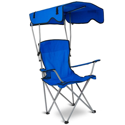 1Pc Foldable Camping Chair With Canopy Cup Holder 330LBS Max Load