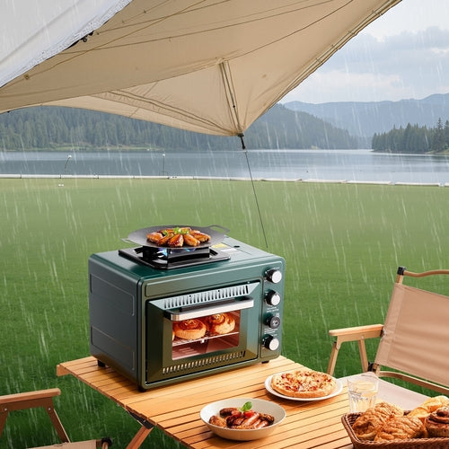Outdoor Oven 2-in-1 Portable Gas Camping Stove Oven Combo Adjustable