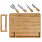 Bamboo Cheese Board and Knife Set - 14x11 inch Charcuterie Board with