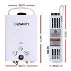 Devanti Portable Gas Water Heater 8LPM Outdoor Camping Shower White