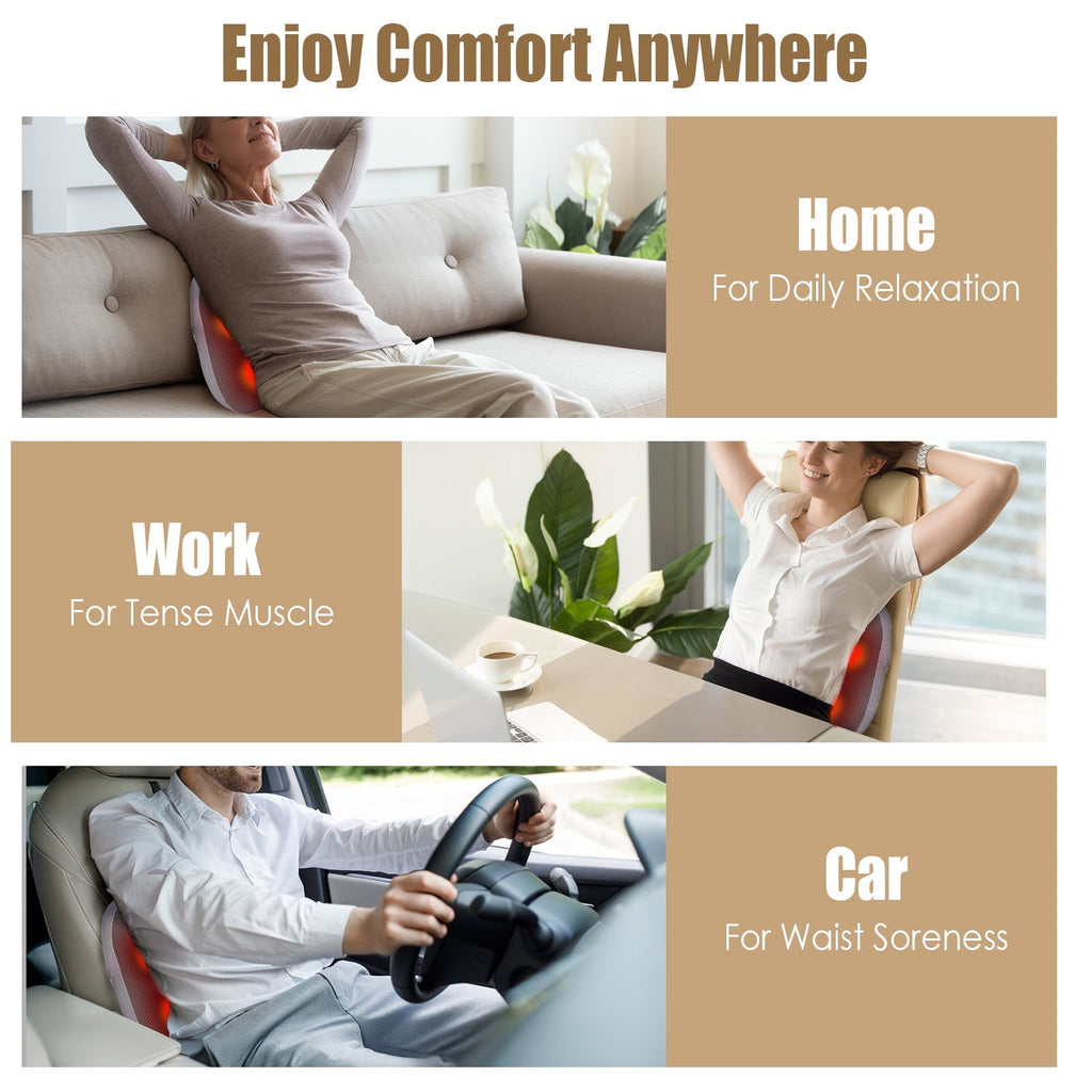 1Pc Shiatsu Back And Waist Massager With Heat Cordless Rechargeable
