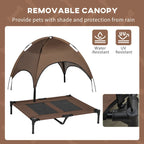 PawHut Elevated Portable Dog Cot Pet Bed With UV Protection Canopy