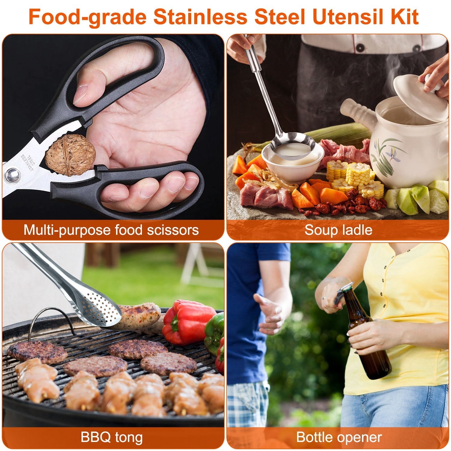 19Pcs Camping Cooking Utensil Kit Portable Picnic Cookware Outdoor