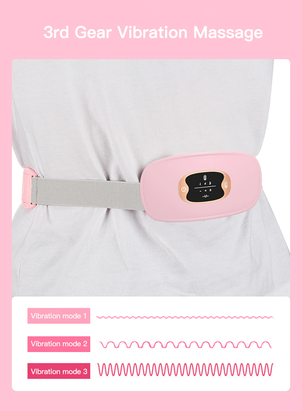 Electric Heating Menstrual Vibration Pad Belt For Period Pain Relief Cramps US