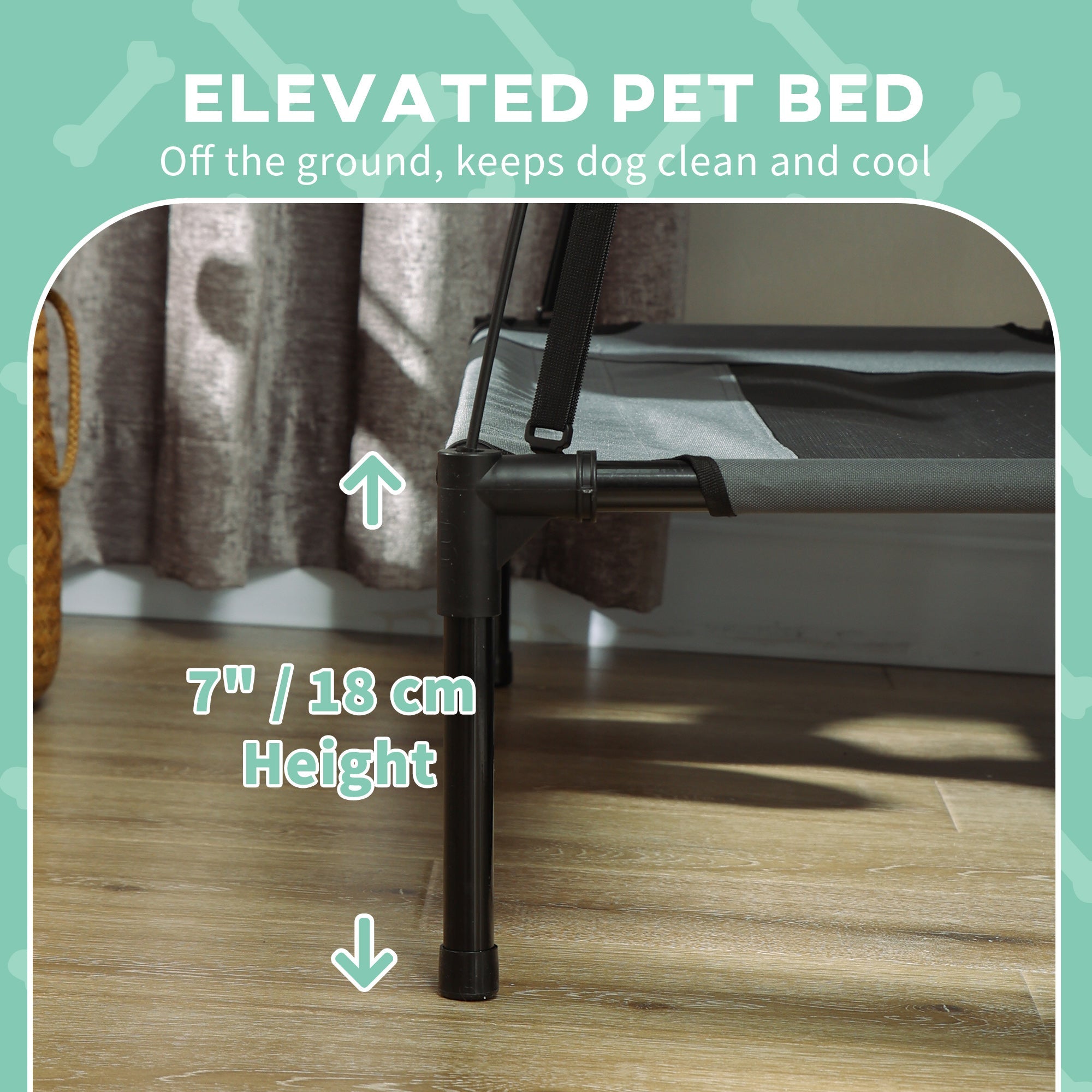 Elevated Dog Bed with Removable Canopy, Outdoor Dog Cot with UV