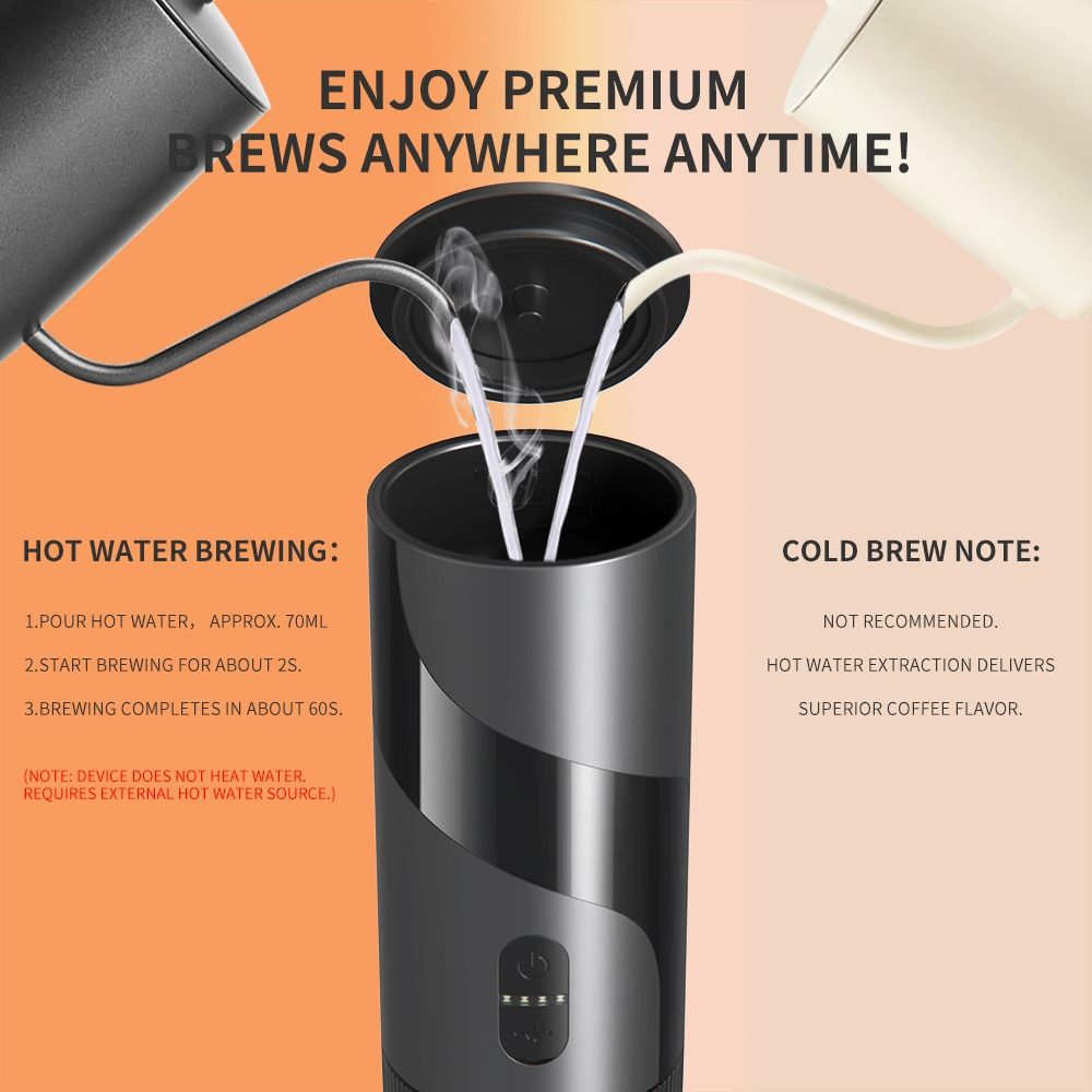 Portable Electric Espresso Machine for Travel, Car Coffee Maker