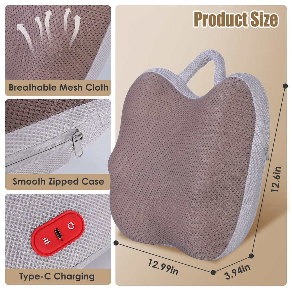 1Pc Shiatsu Back And Waist Massager With Heat Cordless Rechargeable