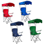 1Pc Foldable Camping Chair With Canopy Cup Holder 330LBS Max Load