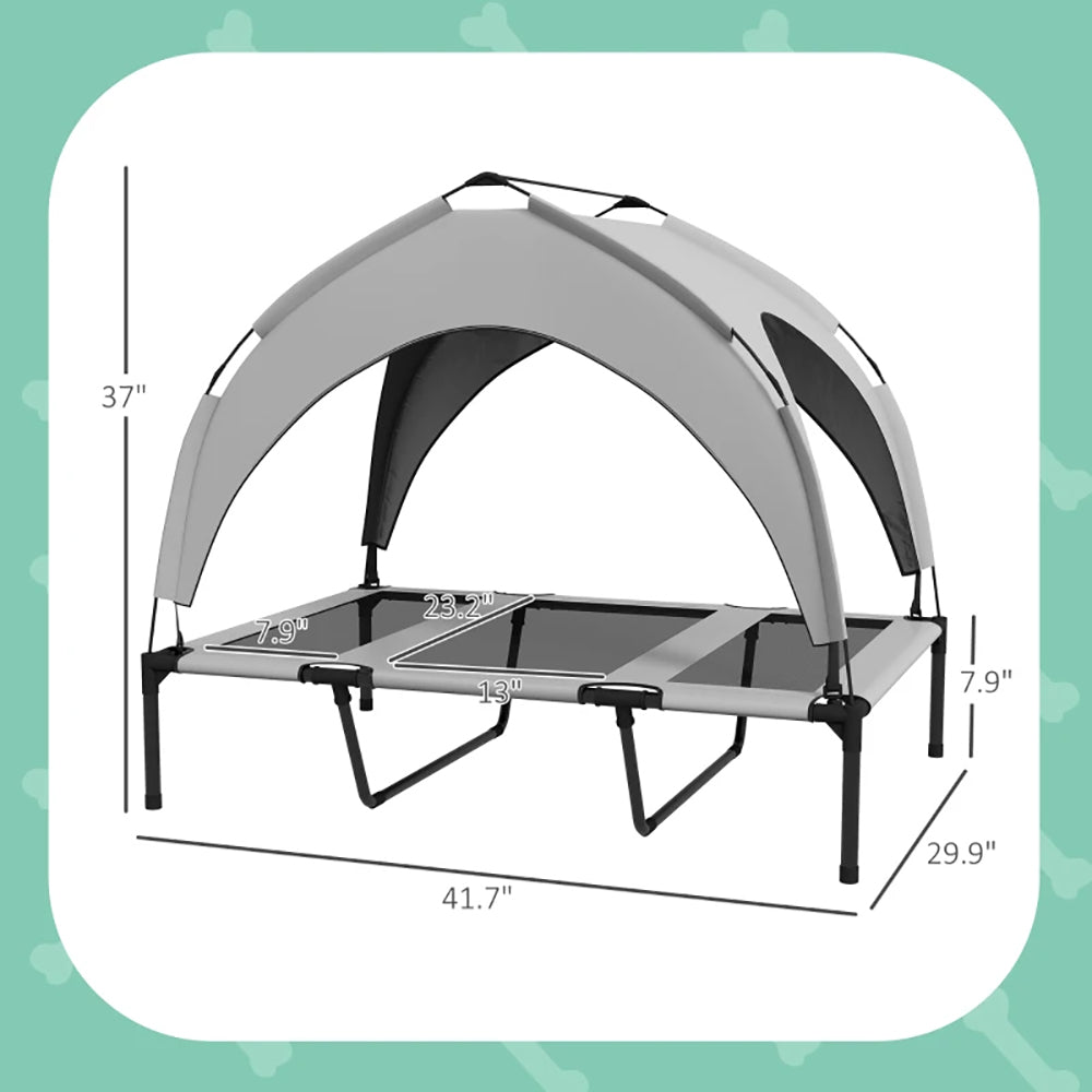 Elevated Dog Bed With Canopy, Raised Outdoor Pet Bed For Camping With
