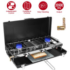 3 Burner Camping Stove 20000 BTU Portable Foldable Propane Stove With