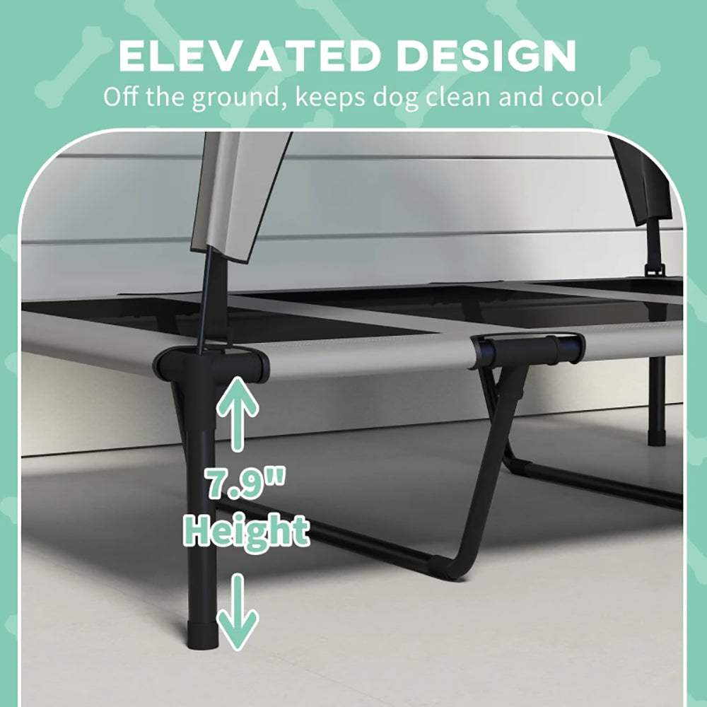 Elevated Dog Bed With Canopy, Raised Outdoor Pet Bed For Camping With