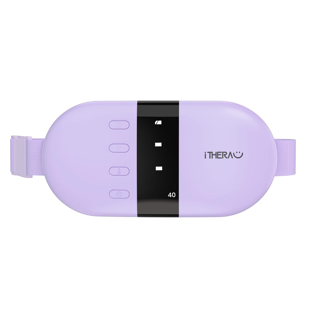 iTHERAU Portable Heating Pad for Period Cramps Menstrual Heating Pad with 4 Heat Levels and 4 Massage Modes Larger Heating Area Period Heating Pad Cramps Heating Pad for Women and Girls Purple