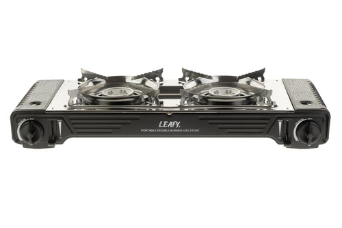 Leafy, Butane Gas Twin Burner Chef Gas Stove with Case (15,000 BTU)