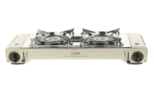 Leafy, Butane Gas Twin Burner Chef Gas Stove with Case (15,000 BTU)