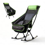 2-in-1 Folding Camping Rocking Chair with Pocket, Cushion and Carry