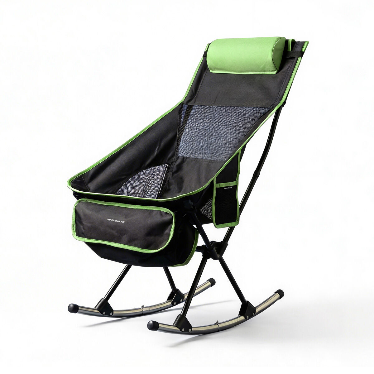 2-in-1 Folding Camping Rocking Chair with Pocket, Cushion and Carry