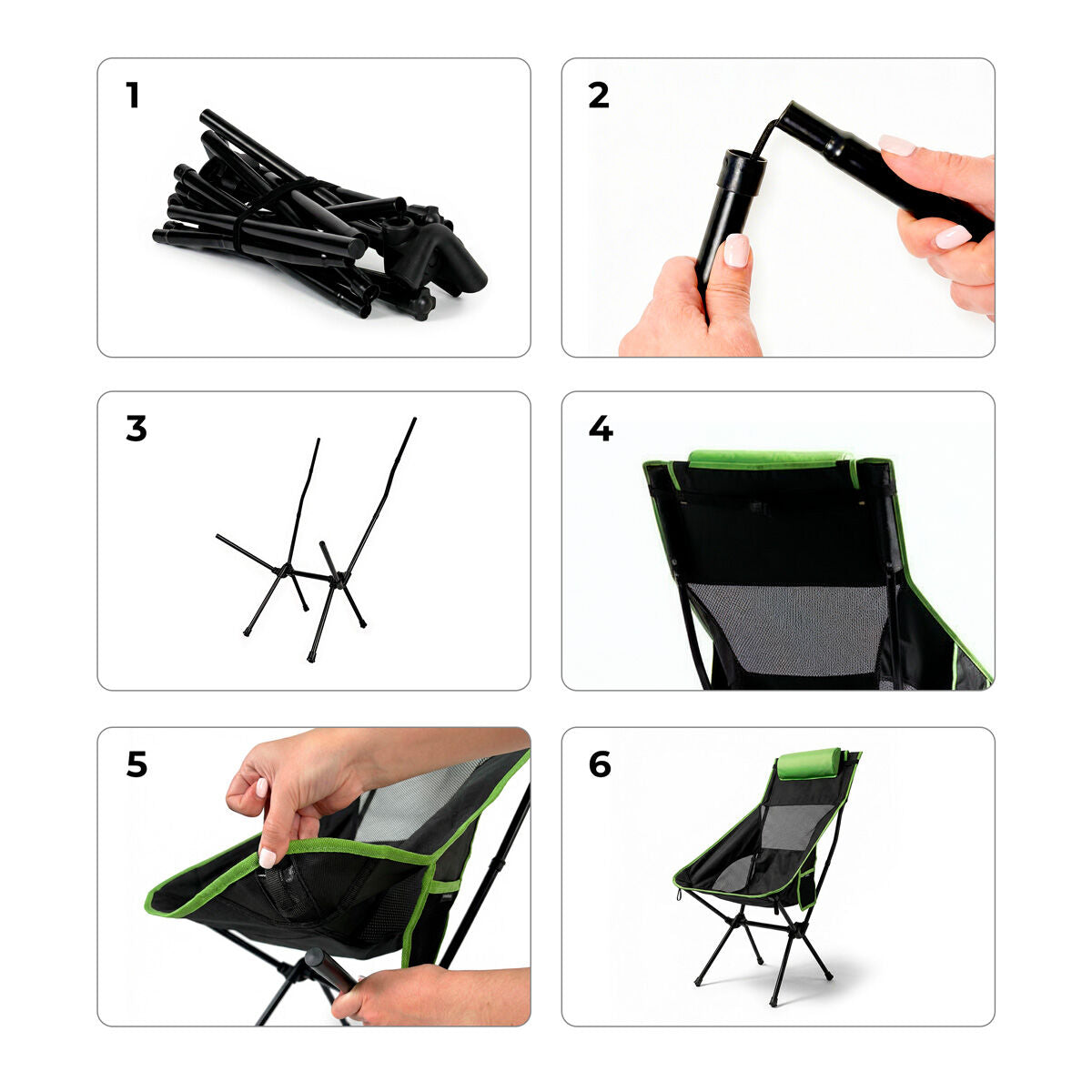 2-in-1 Folding Camping Rocking Chair with Pocket, Cushion and Carry